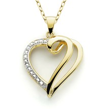 0.15ctw Round Lab-Created Moissanite 14k Yellow Gold Plated Heart Pendant Chain - £77.98 GBP