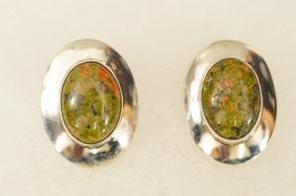 Sajen 925 Sterling Silver Unakite Semi Precious Jewelry Oval Pierced Ear... - €64,95 EUR