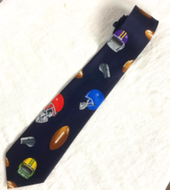 Men&#39;s Football Tie Designs by A Rogers Necktie Blue - Helmet - Whistle - £10.27 GBP