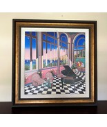 Francois Ledan Giclee on Canvas &quot;Interior With Max&quot; Hand Embellished Pig... - £615.34 GBP