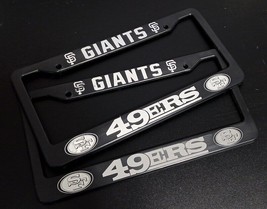 Set of 2- San Francisco Giants / 49ers Car License Plate Frames Black Au... - $25.19+