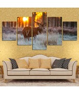 Multi Panel Print Buck At Dawn Canvas 5 Piece Picture Wall Art Deer Hunt... - $27.82+