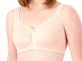 Breezies Wirefree Diamond Shimmer Unlined Support Bra- Peach Sky, 48DD - £18.24 GBP