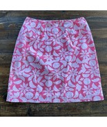 Lilly Pulitzer Pink &amp; White Lined Floral Skirt; Women’s Size 2 Zip Back ... - $353.58 MXN