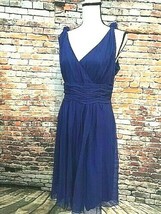 Ann Taylor Sz 10 Royal Blue Silk Chiffon Sleeveless Shoulder Knots Dress... - £27.45 GBP