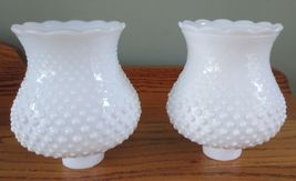 2 Vtg Hobnail White Milk Glass Small Table Lamp Light Shade 1- 5/8&quot; Fitter - £14.38 GBP