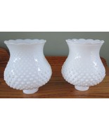 2 Vtg Hobnail White Milk Glass Small Table Lamp Light Shade 1- 5/8&quot; Fitter - $338.41 MXN