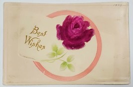 Best Wishes Flocked Rose 1909 to Cublertson Nebraska Postcard W6 - £3.10 GBP