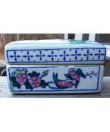 Vintage Porcelain  WHITE /Pink Asian Lidded Trinket Box Made in CHINA w/... - £6.39 GBP