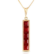 Womens 2.5 Carat 14K Solid Gold Princess Cut Ruby Necklace 18&quot; Chain Length - £352.26 GBP
