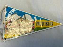 Vtg Tourist Souvenir Travel Pennant Val D&#39;Isere Savoie - £23.85 GBP