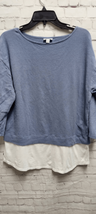 Pure J. Jill Womens Blouse Top Pullover Cotton 3/4 Dolman Sleeve Linen Blue S - £7.72 GBP