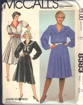Mc Call's Pattern 8383 Sz 10 Dated 1983 Misses' Dress In Three Versions Uncut - $3.00
