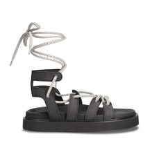 Vegan sandals backless flat padded laces-up roman crafted from nubuck microfiber - £68.22 GBP