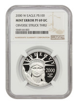 Mint Error: 2000-W Platinum Eagle $100 NGC Proof 69 UCAM (Obverse Struck Thru) - £1,669.61 GBP