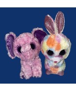 Ty Silk Beanie Boos Lot Of 2~Bloomy The Bunny Rabbit &amp; Eva The Elephant ... - $15.53