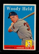 Vintage Baseball Trading Card Topps 1958 #202 Woody Held Kansas City A&#39;s - £9.83 GBP