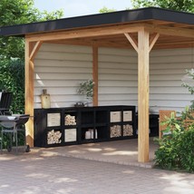 Outdoor Kitchen Cabinets 4 pcs Black Solid Wood Pine - £384.88 GBP
