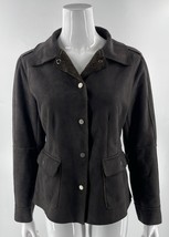CAbi Womens Size Medium Brown Shaggy Suede Snap Front Sherpa Jacket Styl... - $49.50