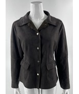CAbi Womens Size Medium Brown Shaggy Suede Snap Front Sherpa Jacket Styl... - $916.22 MXN
