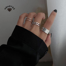 Nonoyes Personality Girl Fashion Adjustable Ring Hip Hop Punk Best Friend Couple - £9.31 GBP