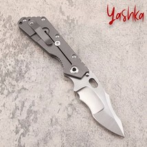 Hunting Knife Folding Blade Titanium Handle Outdoor Camping Fishing Home... - $111.27