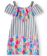 Wonder Nation Girls Overlay Border Print Dress Size X-Large PLUS Blue Bu... - $275.59 MXN
