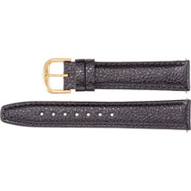 Men&#39;s 20mm Long Black Leather Textured Calf Semi-Padded Watch Strap Band - £28.24 GBP
