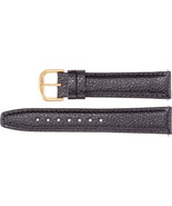 Men&#39;s 20mm Long Black Leather Textured Calf Semi-Padded Watch Strap Band - £28.07 GBP