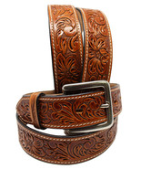 35-36  Men&#39;s Cowboy Western Fashion Tooled Floral Genuine Leather Belt 2... - $26.72