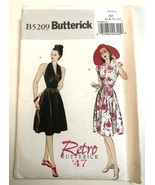 Butterick B5209 Retro 1947 Halter Dress Cap Sleeve Full Skirt Size 6-12 ... - $10.84