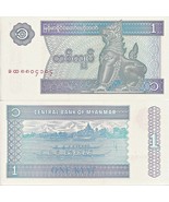 10 notes Myanmar Burma P69, 1 Kyat, Chinze / Regatta on Lake; Karaweik h... - $17.74 CAD