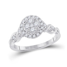 10k White Gold Diamond Round Cluster Halo Engagement Ring Twisted Band 0.50Cttw - $768.24