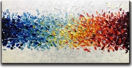Amei Art Paintings, 24 X 48 Inch 3D Hand-Painted On Canvas Colorful White - £108.53 GBP