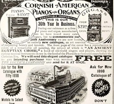 Cornish American Pianos Organs 1897 Advertisement Victorian Instrument A... - $367.32 MXN