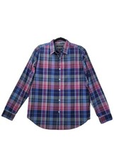 Banana Republic Shirt Mens Medium Camden Fit Custom 078 Wash Plaid Blue Red - £13.44 GBP