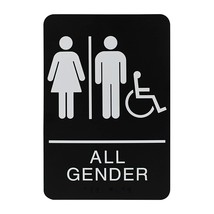 Headline Sign All Gender Restroom Sign With Wheelchair, 6 X 9 Inches, Ada, Black - £16.77 GBP