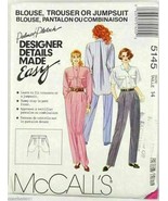 McCall&#39;s Pattern 5145 Misses Blouse Pants Jumpsuit 14 Palmer Pletsch 199... - $7.50