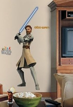 Star Wars: The Clone Wars Giant Obi-Wan Wall Sticker Peel and Stick, NEW... - $11.64