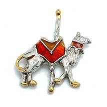 Vintage Sterling Silver Signed 925 Inlay Red Enamel Camel Animal Charm Pendant - £31.03 GBP
