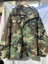 Vintage US Navy Seabees Heavy Field Jacket Mens Sz L Reg Camo Coat Military M65 - £53.50 GBP