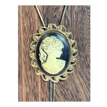 Vintage Gold Tone Cameo Bolo Tie Lariat Necklace Heart End Charms Braide... - $49.99