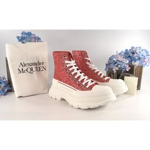 Alexander McQueen Deck Tread Slick Rose Gold Glitter High Top Sneakers 39 NIB - £499.41 GBP