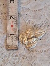 Vintage Leaf Brooch Gold Toned Metal Cluster of Leaves FREE SHIPPING - £9.53 GBP