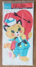 Vtg Dennison Tall &amp; Slim Valentines Day die cut paper Sailor Cat decoration NRFP - £23.58 GBP