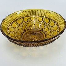 Vintage Amber Windsor Depression Indiana Glass Serving Bowl  7.5&quot; Cane &amp; Button - $18.57