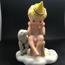 1987 Franklin Mint Almost Angels Figurine Friend Loves All Times Lamb Dunce Cap - £31.80 GBP