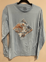 REALTREE Fishing Tshirt-Blue Front Logo Long Sleeve Cotton Men’s EUC Medium - £4.82 GBP
