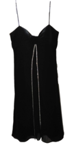 SL Fashions Black Spaghetti Strap Cocktail Dress Sz 10 Rhinestones Sheer Overlay - £35.31 GBP