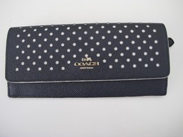 New Coach Perforated Slim Soft Long Wallet Blue Leather 53168 - £83.30 GBP